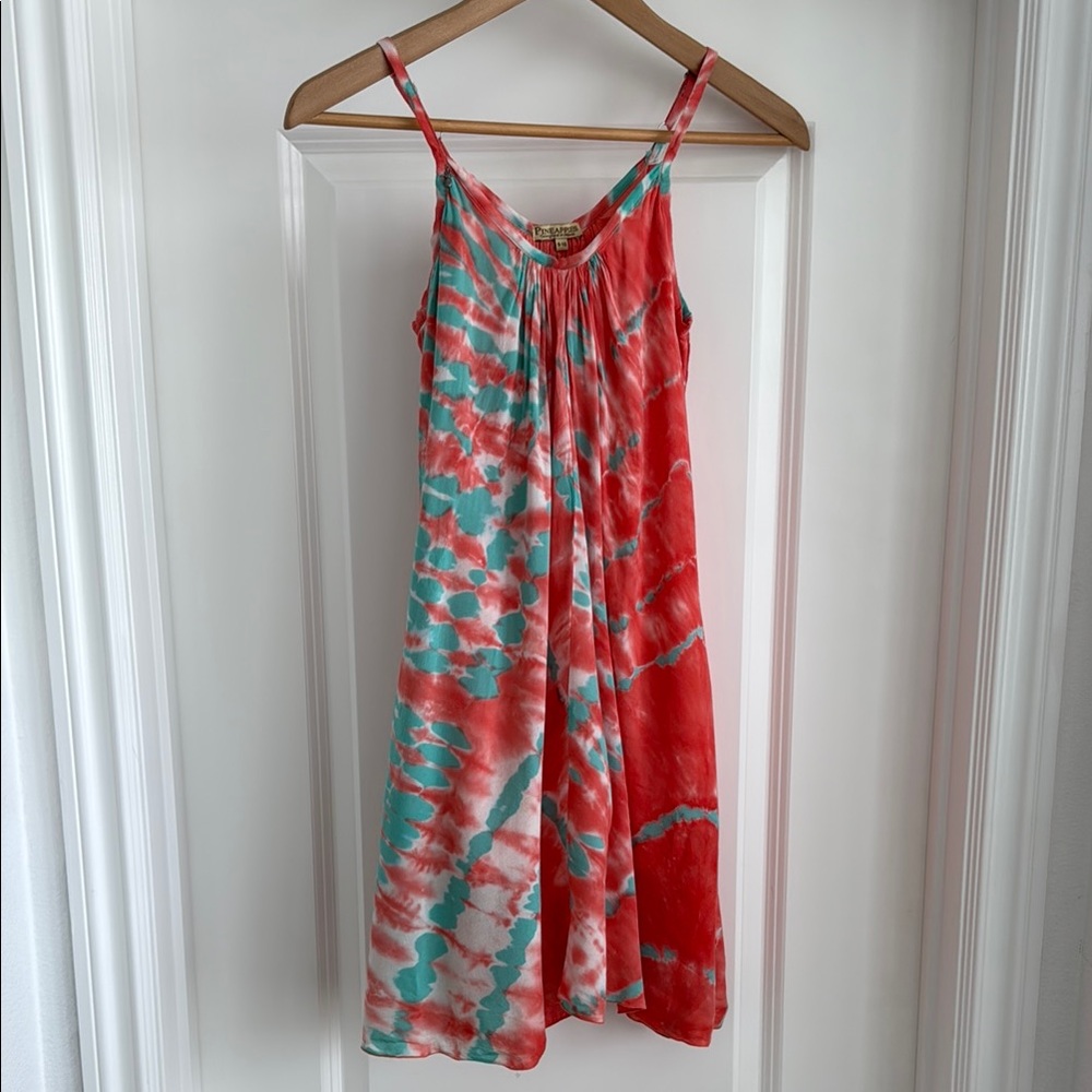 Coral and sea foam girls Tie-Dye sundress